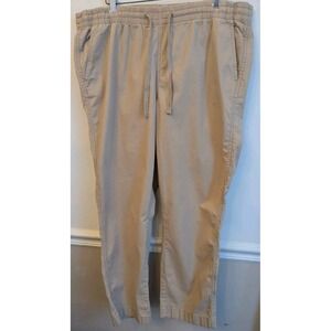 LL Bean Women's Perfect Fit Org Cotton Drawstring Khaki Pants Size 16 Coastal